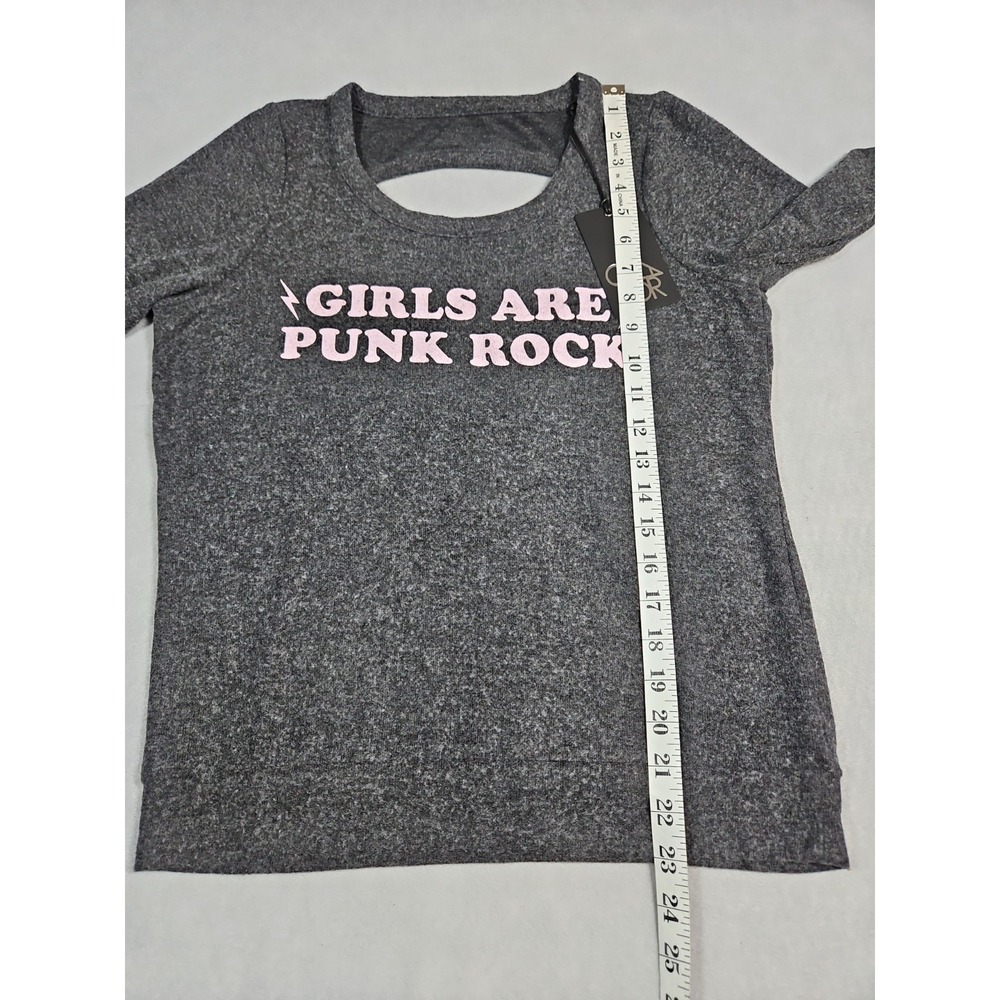 Chaser Womens Gray Girls Are Punk Rock Graphic Sweater Size Small NWT - Picture 9 of 9